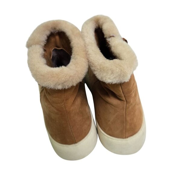 Aquatalia Alison Suede Shearling Booties In Honey Zip Closure Size 10 - Picture 6 of 9